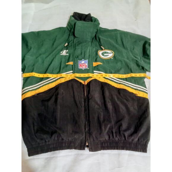 Vintage 90s Pro Line Logo 7 Green Bay Packers Parka Jacket Diamond Hood Y2K - Picture 3 of 16